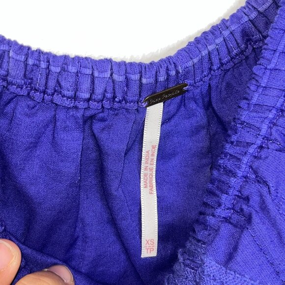 Free People Purple Crochet Tunic Top XS Boho Chic Bohemian Romantic - Picture 5 of 10